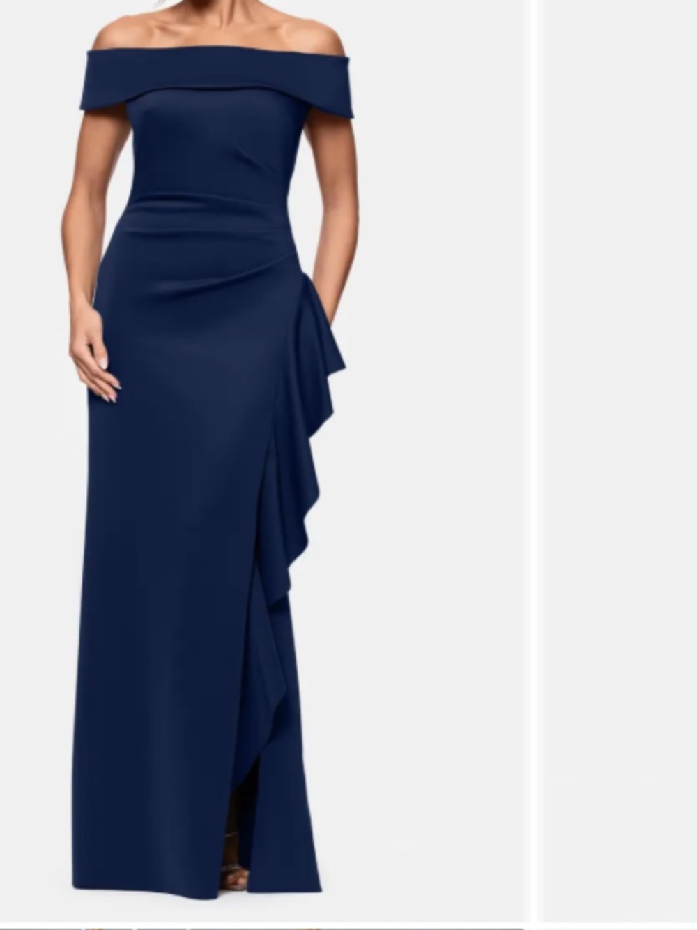 XSCAPE Woman Off The Shoulder Ruffle Gown Size: 10